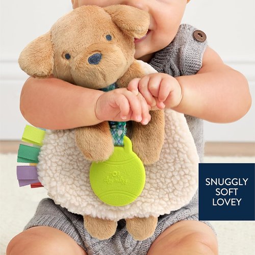 Itzy Ritzy - Itzy Lovey with Teether | Soft Puppy Lovey with Crinkle Sound & Textured Ribbons