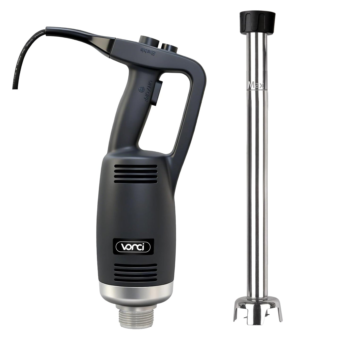 VONCI 750W Commercial Immersion Blender, Extra Heavy Duty Hand Blender with Variable Speed 8000-19000RPM, Handheld Stick Mixer with 22" SUS 304 Shaft, Commercial Emulsifier for Restaurant Kitchen.