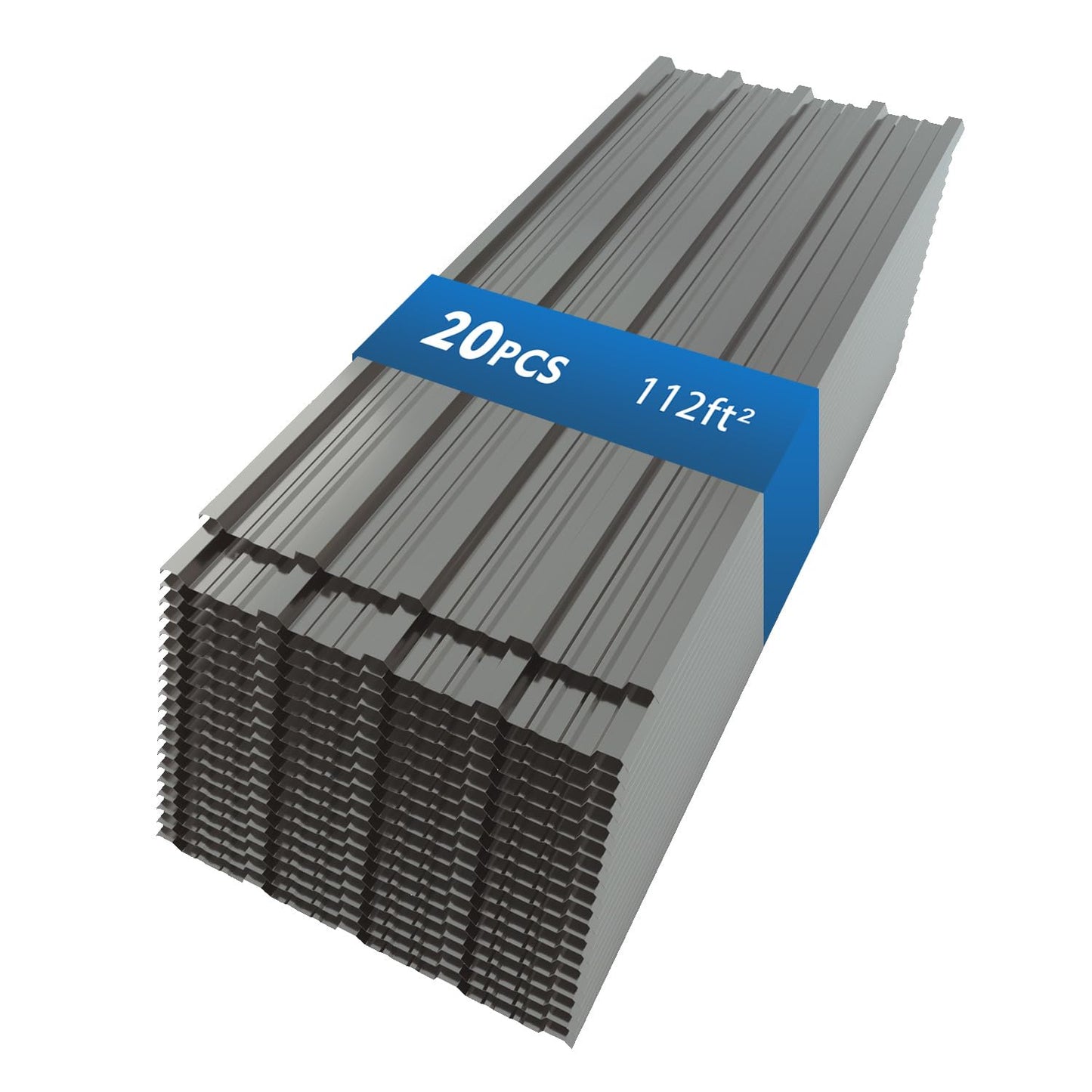 Vigo huseeo 20 PCS 112 sq.ft Metal Roofing Panels, 42.52" x 18.9" Corrugated Galvanized Roof Panels, Waterproof Siding Panels with 200 Pcs Screws for Garages, Sheds, Stables and Mobile Homes