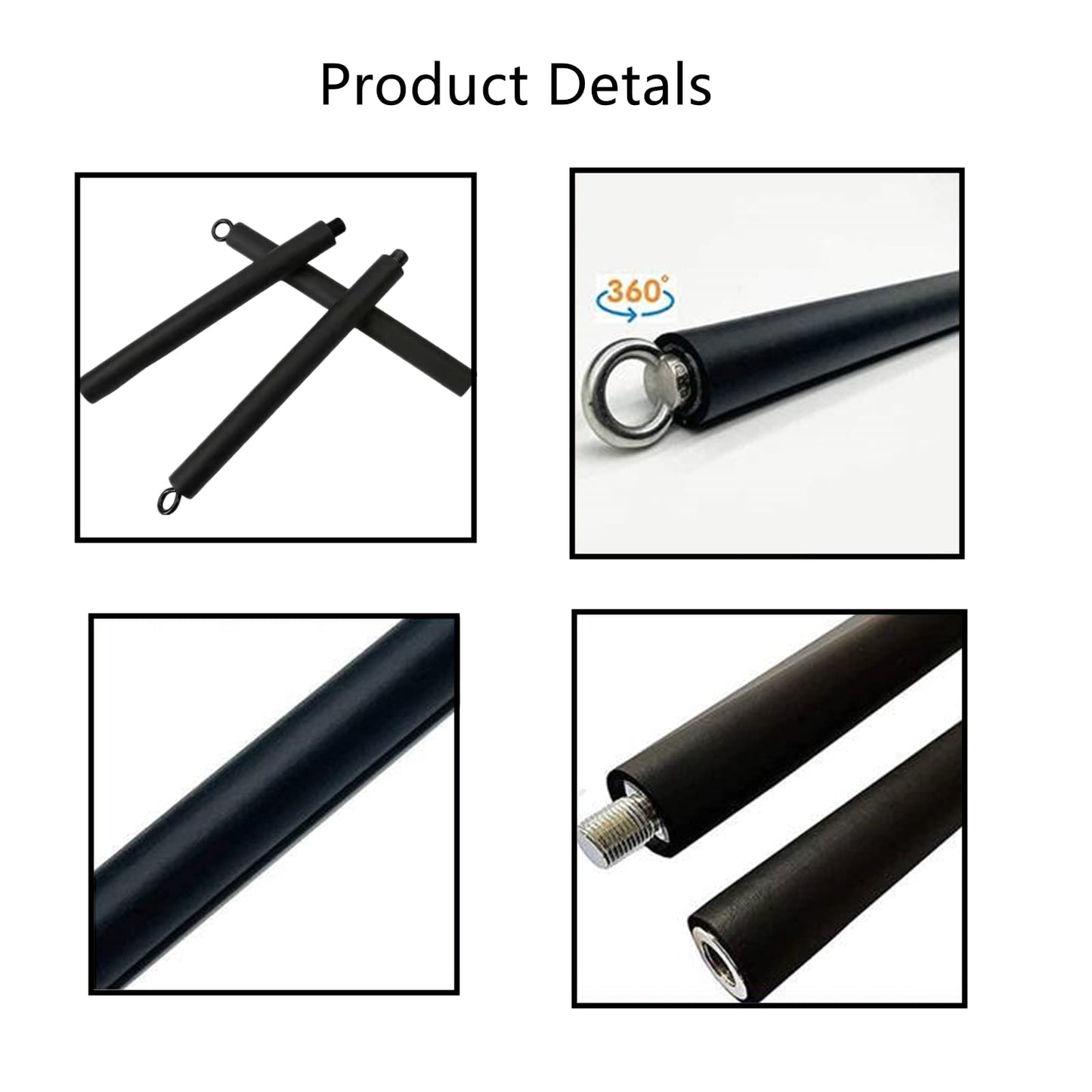ENLAYER 41Inch Resistance Band Bar for Full Body Workout, Portable Detachable Pilates, with 2 Carabineer Clips, Black