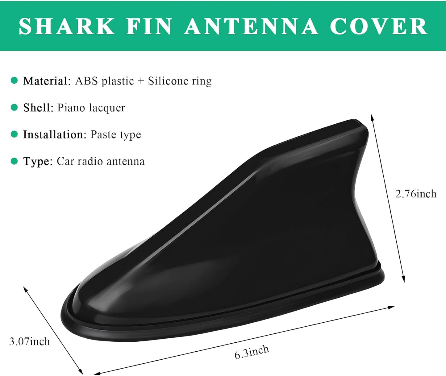 Sbulhia Shark Fin Antenna Cover for Car, Auto AM/FM Radio Signal Base Top Roof Aerial Cover with Adhesive Tape