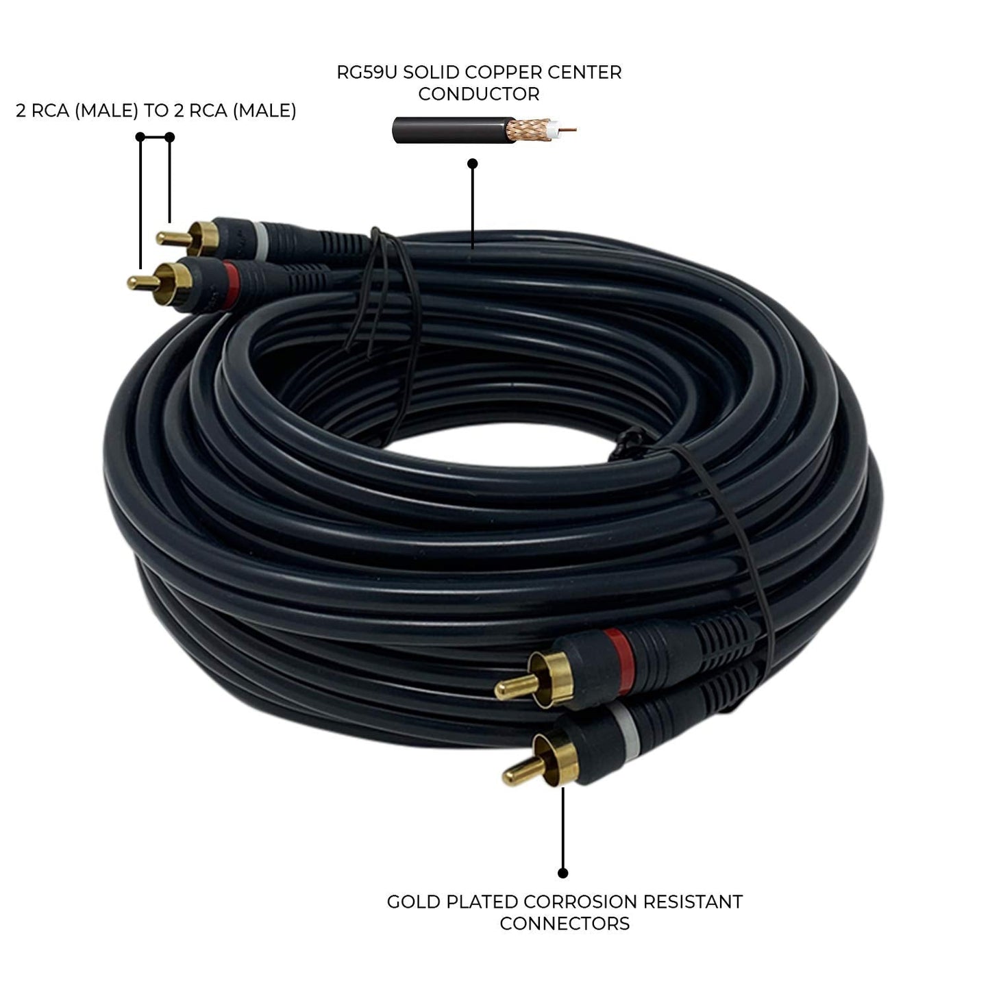 2RCA 2RCA 25 iMBAPrice Male to Male Python Home Theater Audio Cable, Feet for HDTV, Amplifiers, Hi-Fi Systems,Speakers