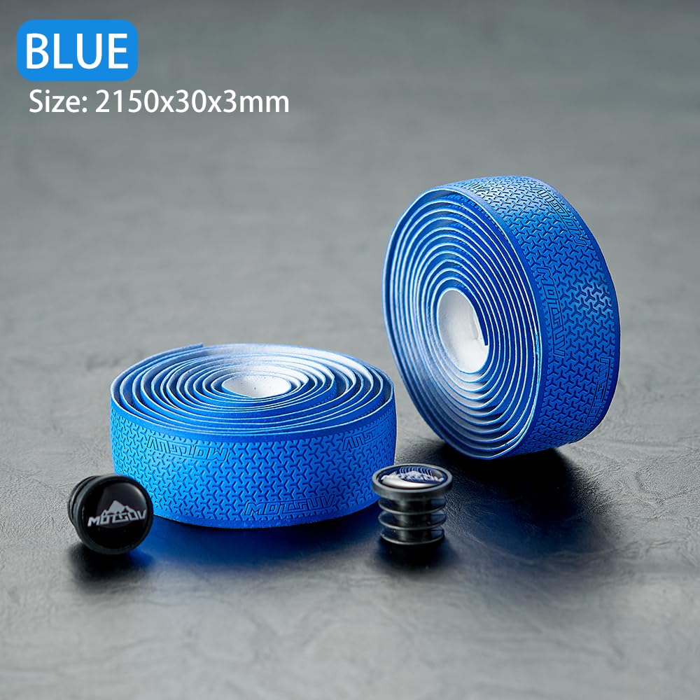 VXM Bike Handlebar Tape,Road Bicycle Bar Tape, PU Leather + EVA,Cycling Handle Grip Wrap-2 Rolls (Blue)