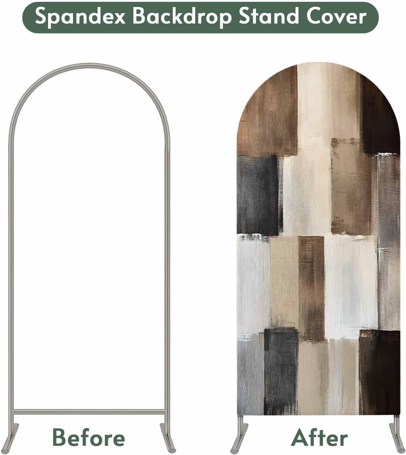 Jnbasdffb 6.6 Black Brown Abstract Wedding Arch Cover, Stretchy Spandex Arch Backdrop Stand Covers FT, Oil Painting