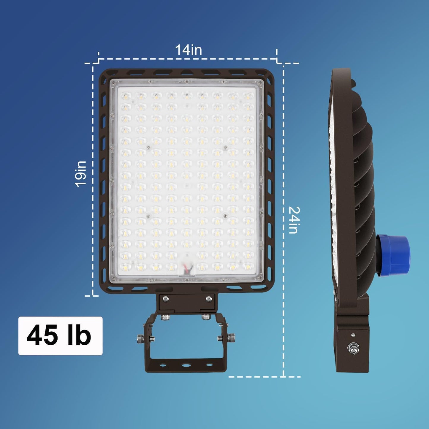 Juyace 350W LED Parking Lot Light with Photocell, 52500LM 5000K, IP65 Dusk to Dawn Outdoor Security Flood Light with Trunnion Bracket, 110-277V Commercial Area Light for Street Yard Stadium