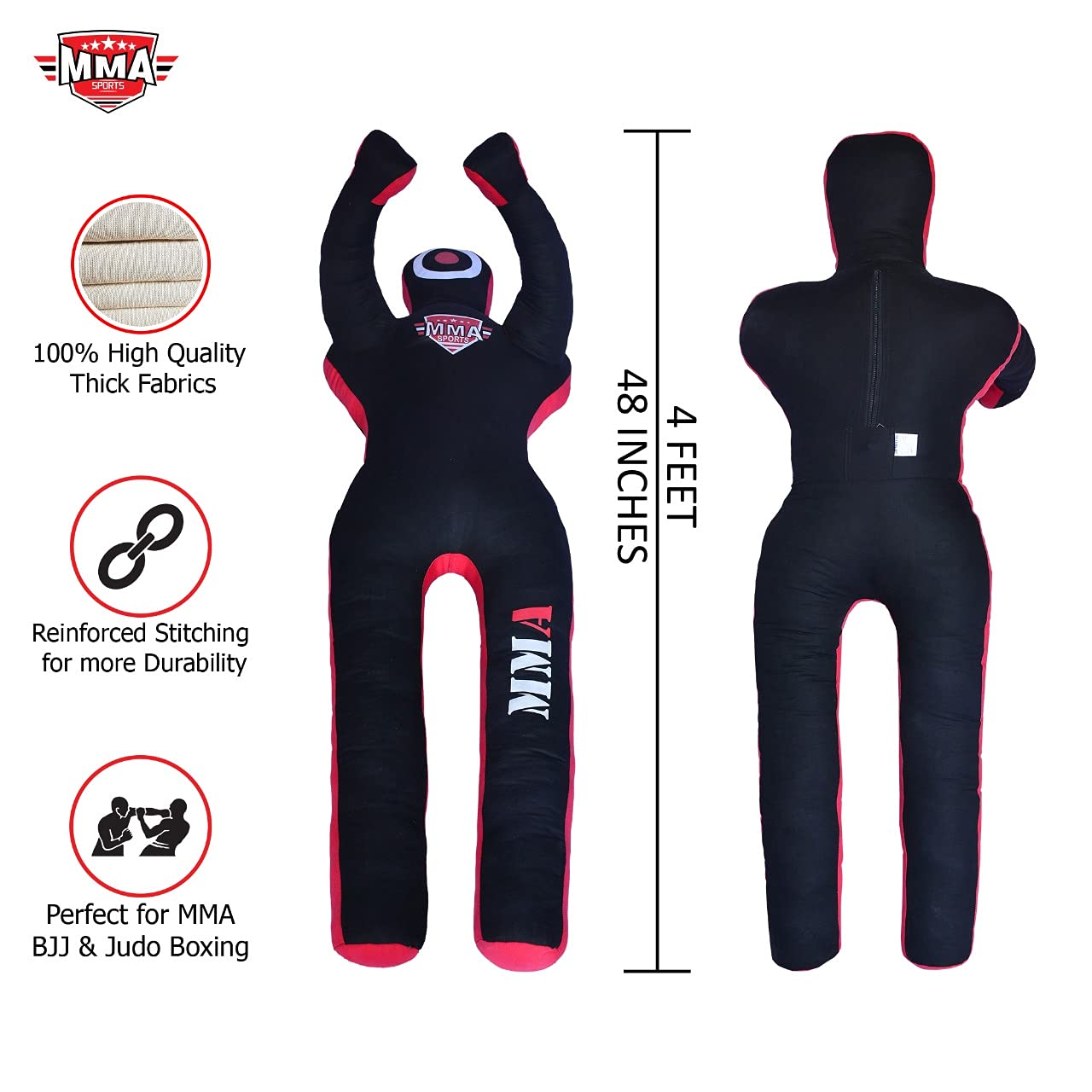 MMA Doctor Bane MMA Brazilian Grappling Submission Dummy Wrestling BJJ Judo Karate Punching Bag Standing Position - 4 FEET -UNFILLED