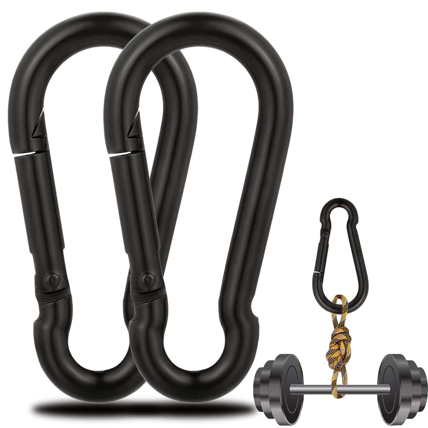 2Pcs Heavy Duty Spring Snap Hooks, 770LBS Capacity, Utility M10 Carabiner Clips, Heavy Duty Carbon Steel Carabiner Quick Link Snap Hooks for Hammock Fitness Gym Outdoor Boating