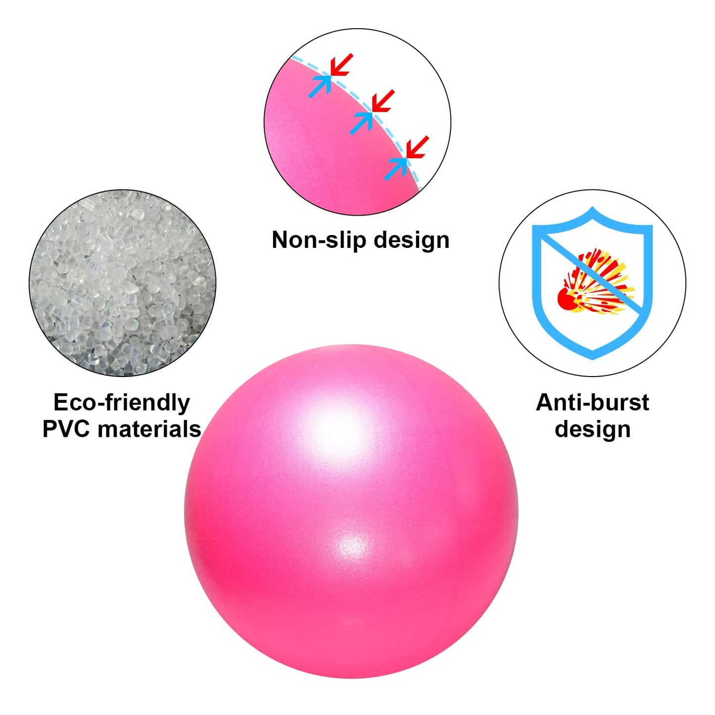 TopBine 9 Inch Exercise Pilates Ball -(2 Pcs) Stability Ball for Yoga, Barre, Training and Physical Therapy- Improves Balance, Core Strength, Back Pain & Posture- Comes with Inflatable Straw
