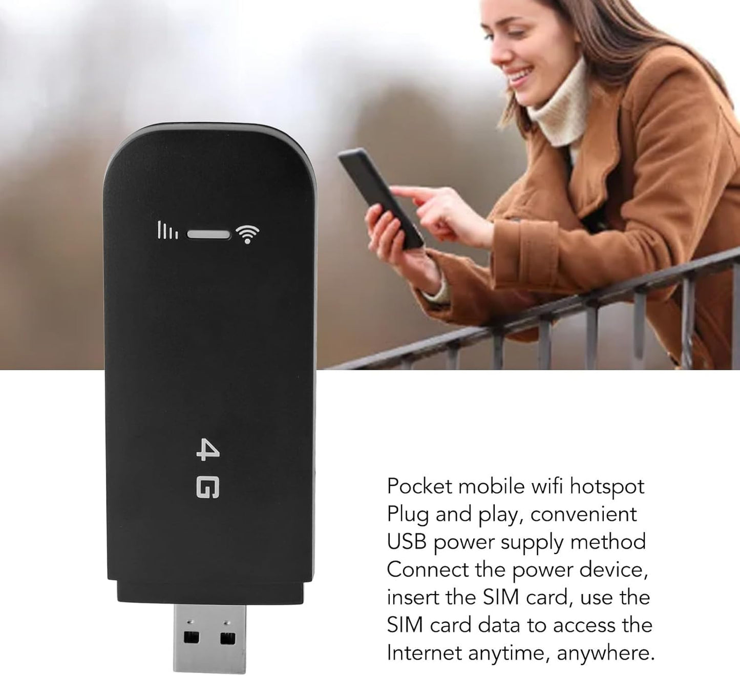Dpofirs 4G 4G 10 Portable Hotspot for Travel, LTE USB Modem Dongle Router with Hotspot, Modem Hotspot Router with SIM