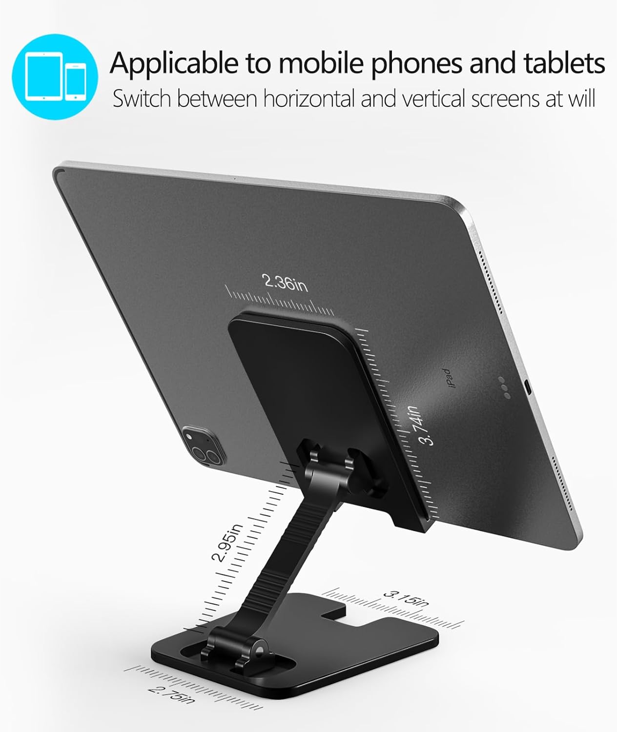Amzpas 17 16 15 14 13 12 11 8, Adjustable Cell Phone Stand Metal, Foldable Desktop Cellphone Stand with Anti-Slip Base