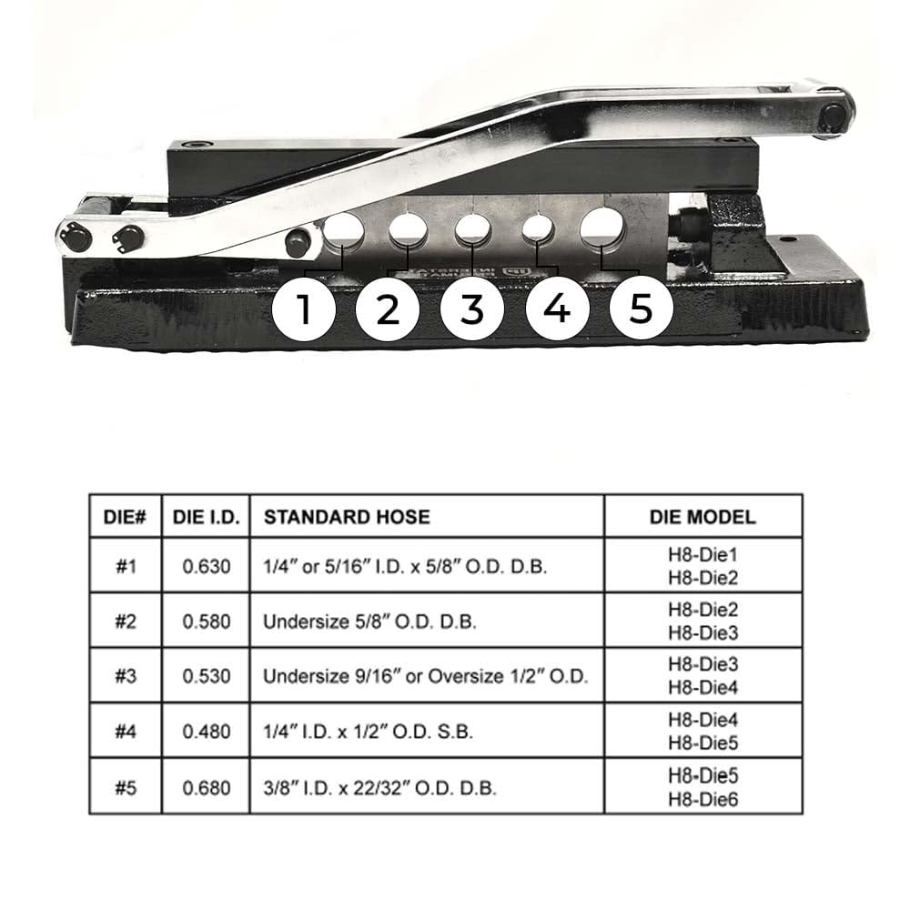 Interstate Pneumatics H8-KIT Heavy-Duty Bench Crimper (H8) with Ferrules (50pk) 0.625" ID x 1" & 0.656" ID x 1"