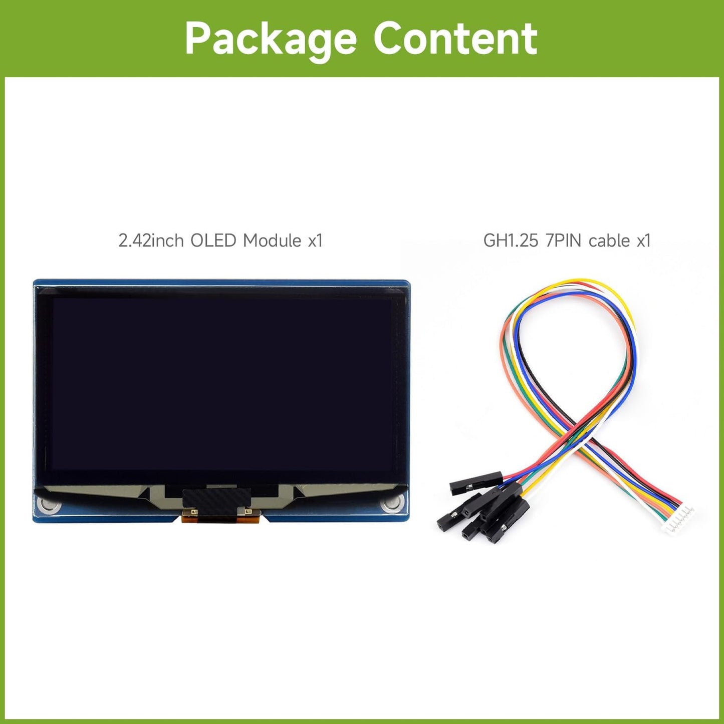 waveshare 2.42inch 12864 I2C Communication, OLED Display Module, Resolution, SPI / White Version