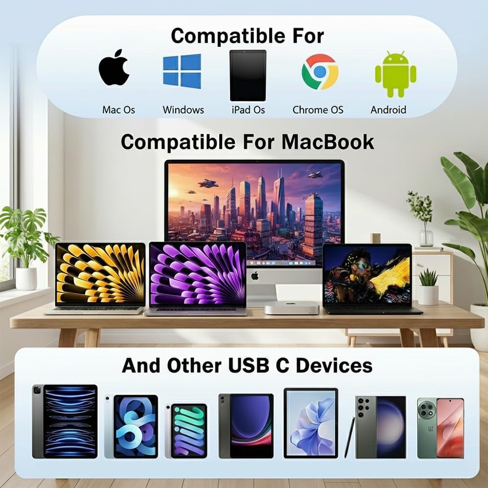 Treayes 8 1 4K 100W 3.0, USB C Hub in for MacBook Air/Pro HDMI, Ethernet, PD, USB SD/TF Card Reader Slim Aluminum Type