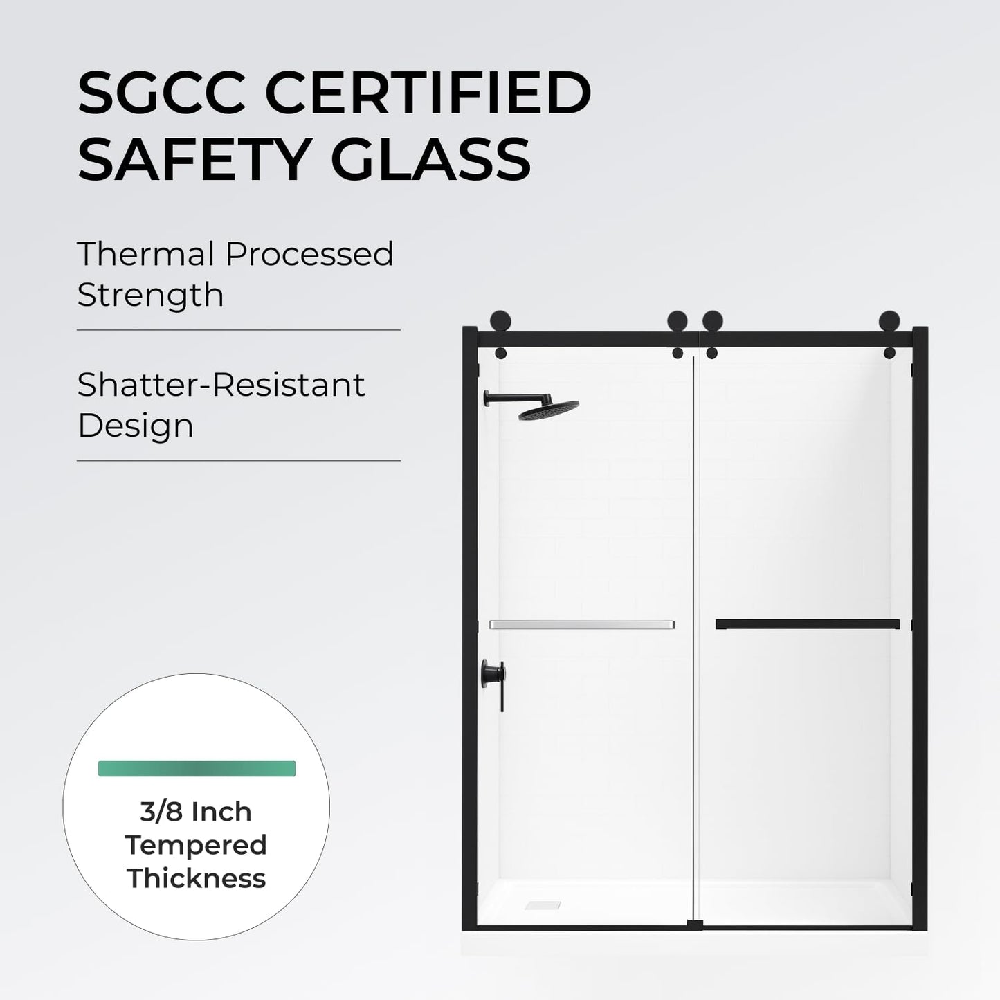 Frameless Double Sliding Shower Door 44-48 x 79 - SGCC Tempered Glass 3/8 Inch - Brushed Nickel Heavy Duty Hardware with Adjustable Wall Profiles by Fab Glass and Mirror