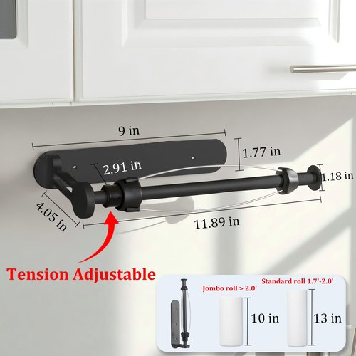 Magnetic Paper Towel Holder for Fridge-Great Adhesive Magnetic,One Hand Operable Paper Towel Holder,No Drill Wall Mount Hanging for Garage RV Kitchen (Black)
