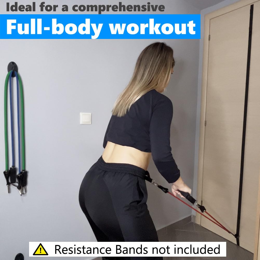 FITKIT Door Sliding Anchor for Resistance Bands, Adjustable Mount with Multi-Points for Home Gym, Fits 6-8ft Doors