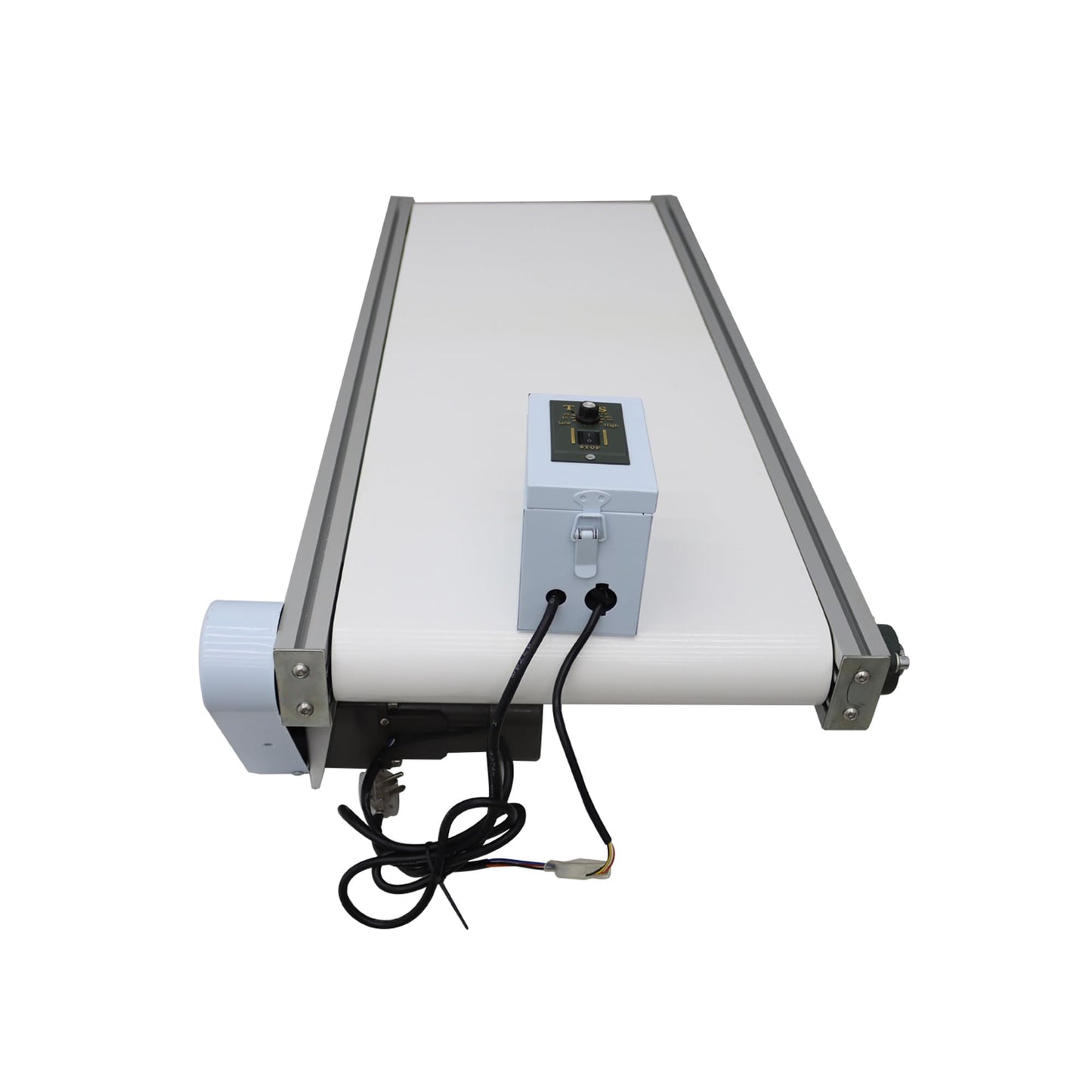 BREVELTION 59inch PVC Belt Conveyor Aluminum Belt Conveyor Industrial Transport Equipment 110V 120W 7.9inch Wide White