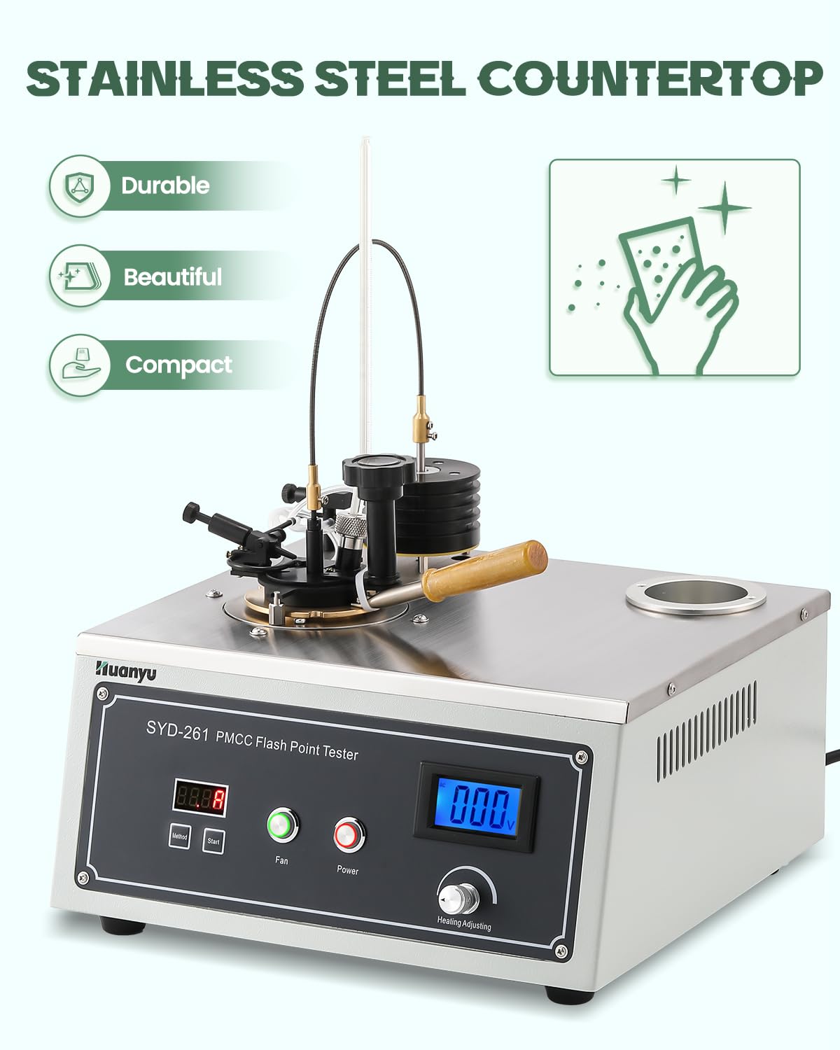 Huanyu SYD-261 Pensky Martens Closed Cup Flash Point Tester 3 Testing Procedures ABC for Determining Flash Point of Petroleum Flash Point Testing of Petroleum (220V with 110V Transformer)