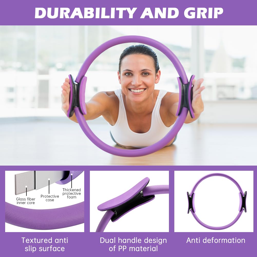 Quivorant Pilates Equipment Kit for Home Workout - 10-Piece Set with Pilates Ring, Mini Exercise Ball, 5 Resistance Bands, Core Sliders & Grip Socks - Full Body Toning Fitness Starter Kit with Bag
