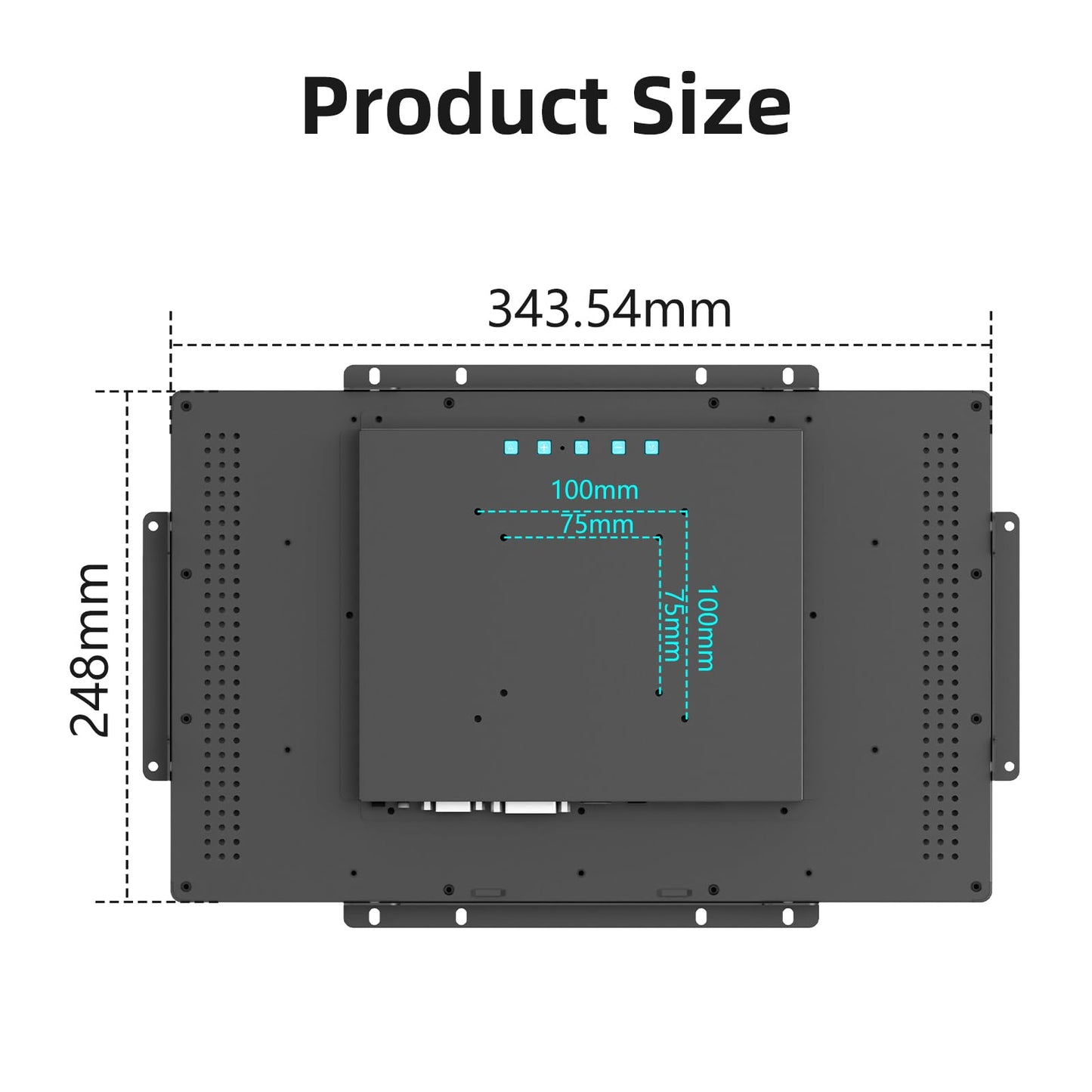 Senisway 15.6 Inch Open Frame Touchscreen Monitor Surface is IP65 Waterproof 1920 x 1080 @ 60Hz TFT LCD IK08 Industrial Touch Screen Monitor 10 Finger Capacitive Touch