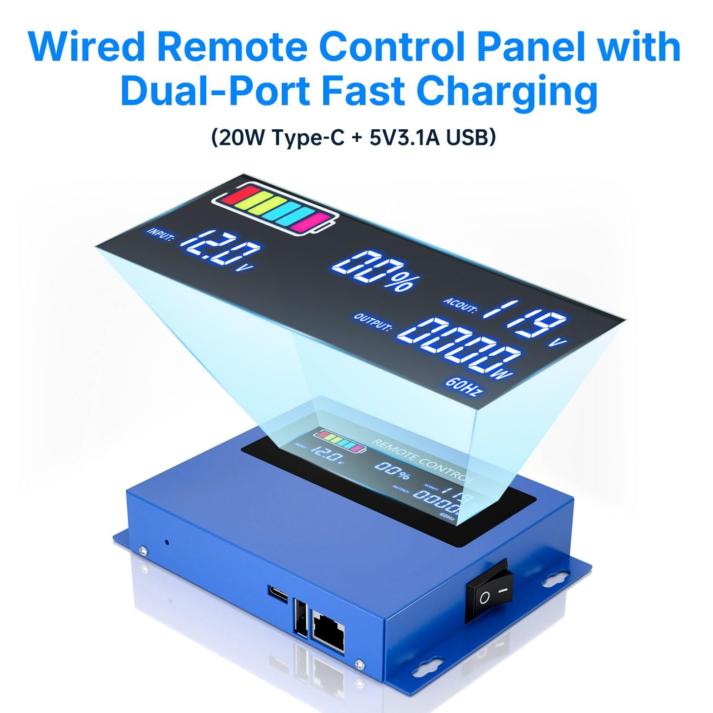 3000w Pure sine Wave Inverter DC 12V to AC 110V/120V Converter, 6000w (Peak) with LCD Display, Wireless/Wired Remote Control, 4AC outlets and 4USB.Ideal for Camping, RV Travel, Off-Grid Solar Systems