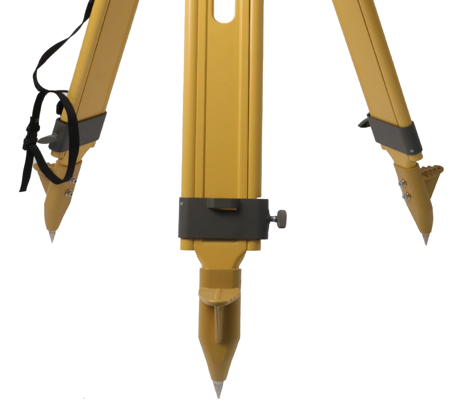 Fiberglass Surveying Tripod, Heavy Duty Yellow Fiberglass and Wood Tripod with Twist Clamp and Copper Center Screw for Robotic Total Stations and Theodolite (Flat Head-C)