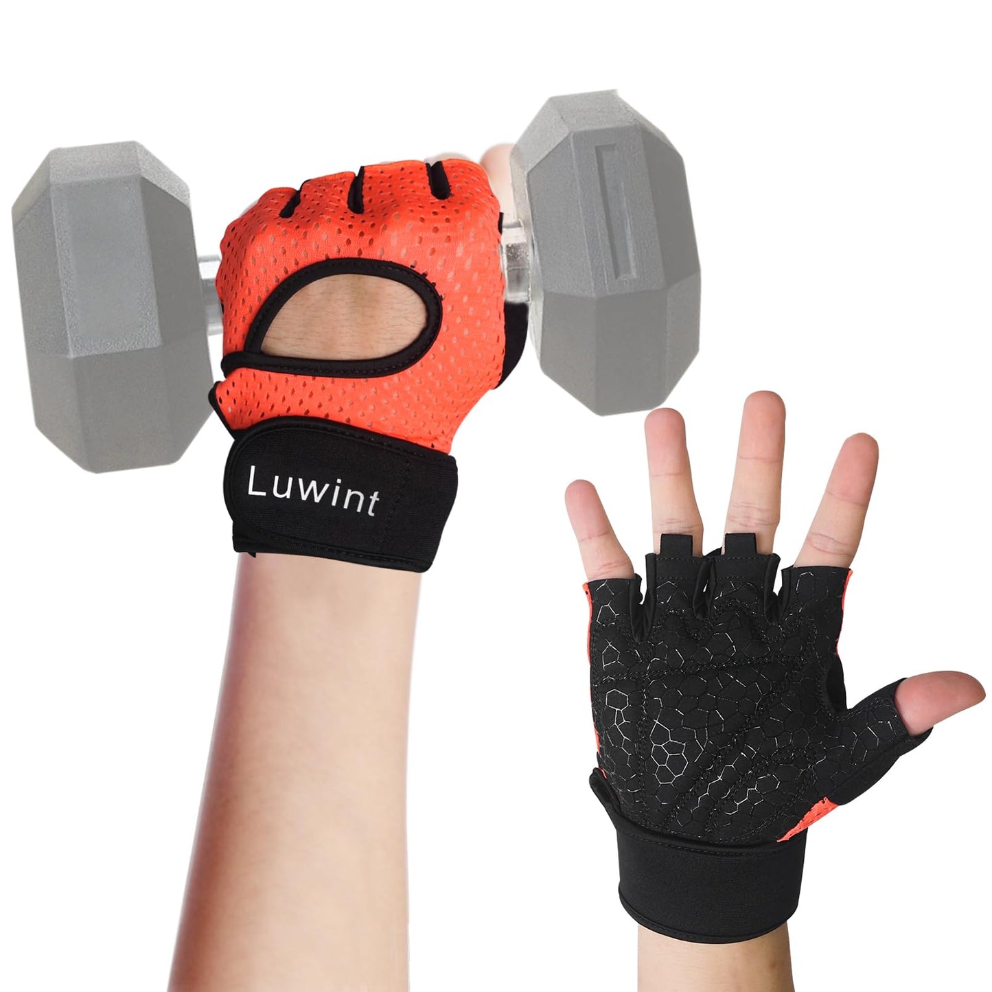 Luwint Ventilated Workout Gloves for Men Women, Full Palm Protection with Wrist Support, Breathable Weight Lifting Gloves for Gym Training Cycling Fitness