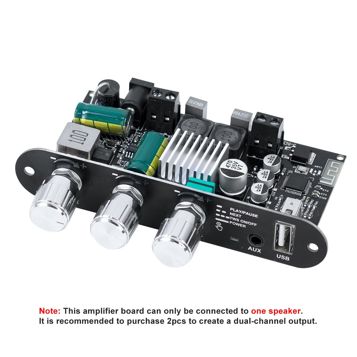 ZK-1001U 100W 9-24V Hosyond Mono Bluetooth Amplifier Board, Power Amp with TWS Pairing, Wide Voltage Input