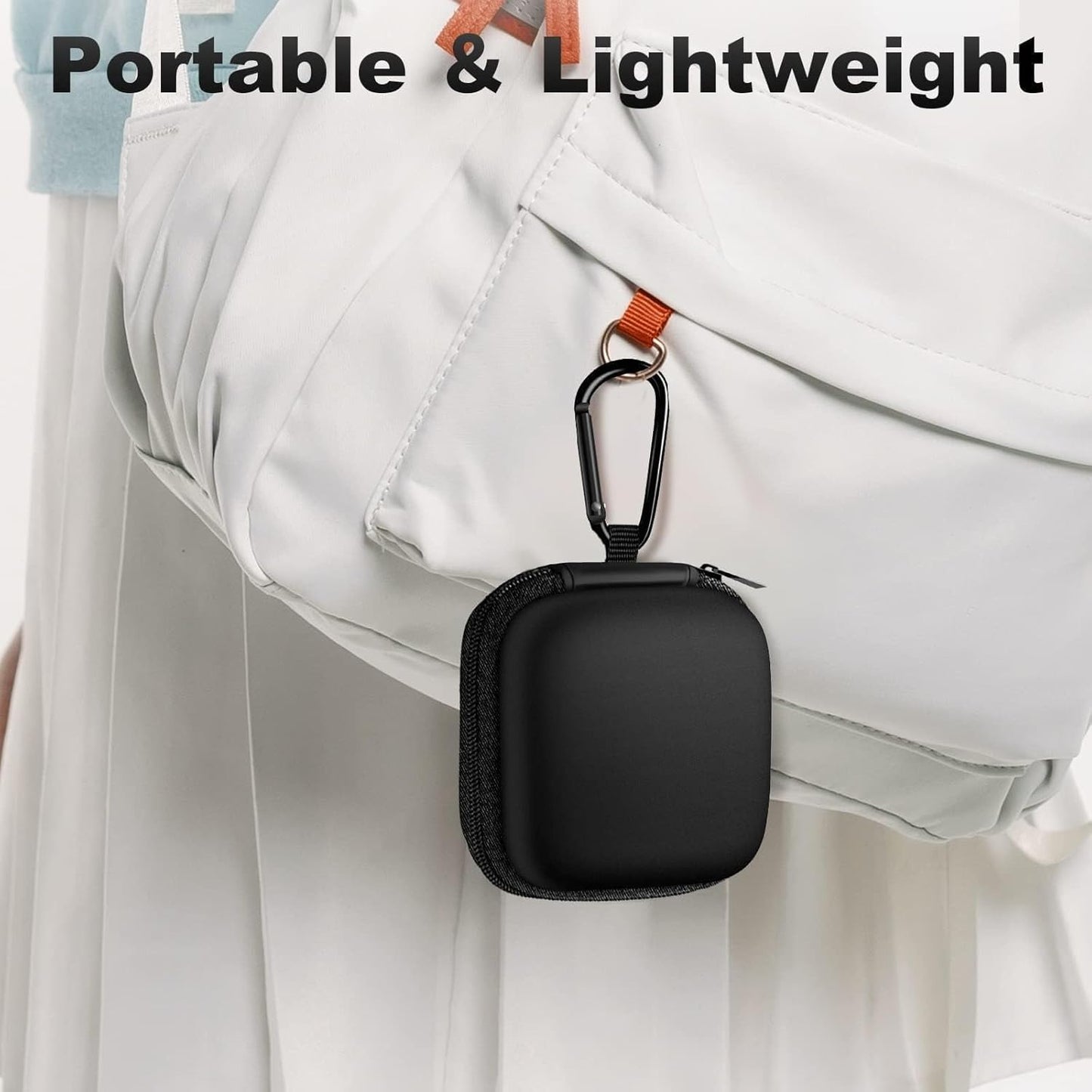 Woyinger Square Earbud Case Portable EVA Storage Bag Cell Phone Accessories Organizer with Carabiner for Wired/Wireless