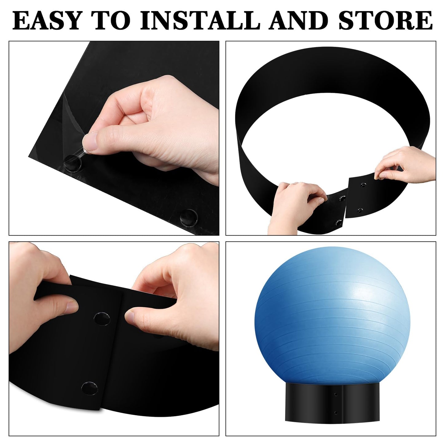 Wenqik 3 Pcs Exercise Ball Stand Holder 14.5 Inch Plastic Yoga Ball Base Stability Fitness Display Stand Medicine Therapy Carrier Storage Stackers(Black)