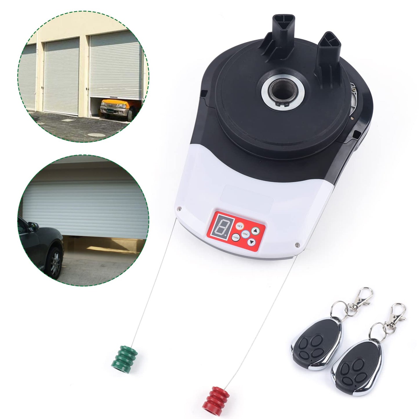 24V DC Roll Up Garage Door Opener, 800N Side Mount Electric Rolling Shutter Motor with 2 Remotes for Garage & Warehouse Doors,Ultra Quiet,Easy Mount
