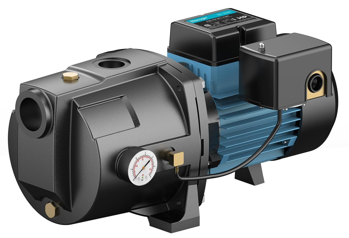 LEO 1HP Shallow/Deep Well Jet Pump with Ejector Kit, 115V/230V Durable Cast Iron Pump, Well Depth up to 50 ft, Automatic Pressure Switch, for Farm, Lawn, Garden