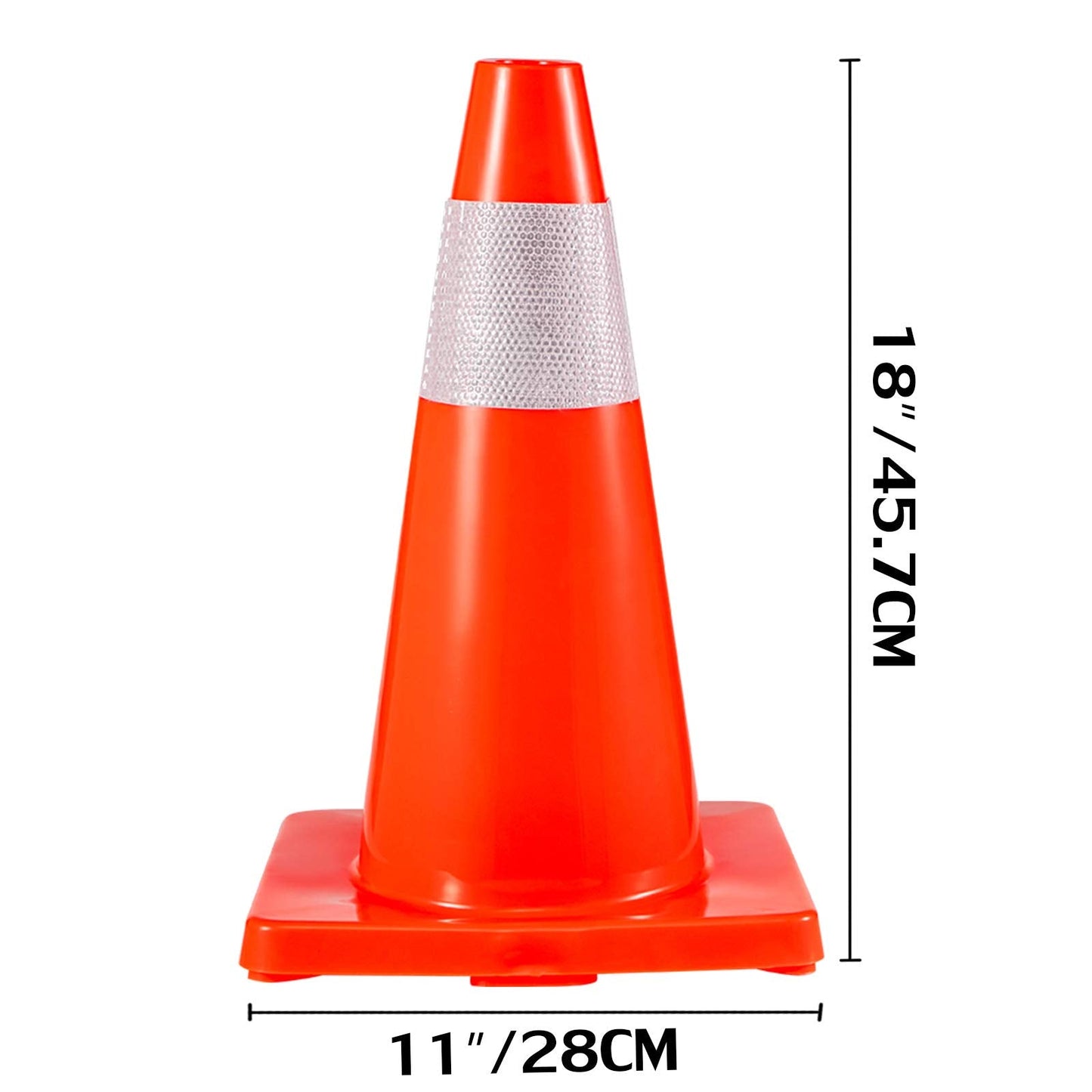 VEVOR 20Pack 18" Traffic Cones, Safety Road Parking Cones PVC Base, Orange Traffic Cone with Reflective Collars, Hazard Construction Cones for Home Traffic Parking