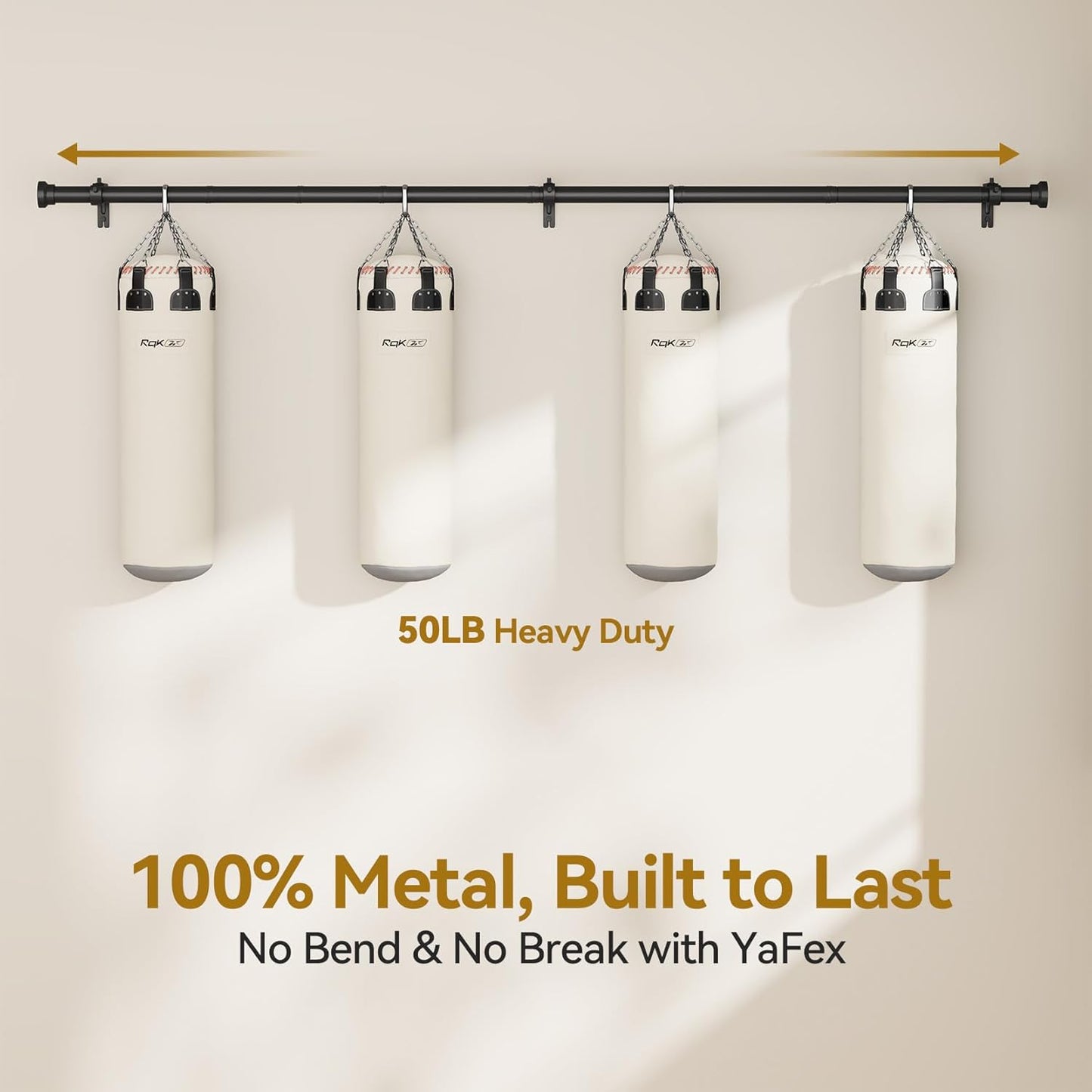 YaFex Curtain Rods - Heavy Duty 1 Inch Adjustable Window Treatment Rods | 32-170 Inch, Modern Black Design