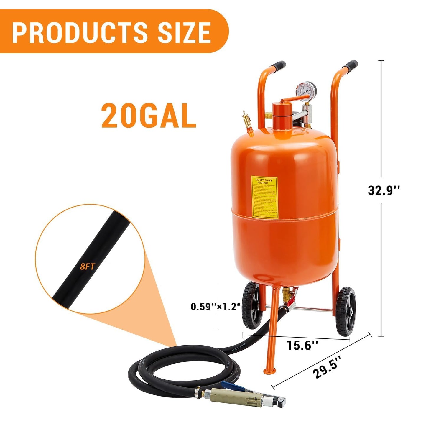 20 Gallon Sand Blaster Sand Blasting Machine, 60-110 Psi Pressure Air Sand Blasting Kit with 4 Ceramic Nozzles & Oil-Water Separator, Portable Abrasive Blaster for Paint Stain Rust Removal