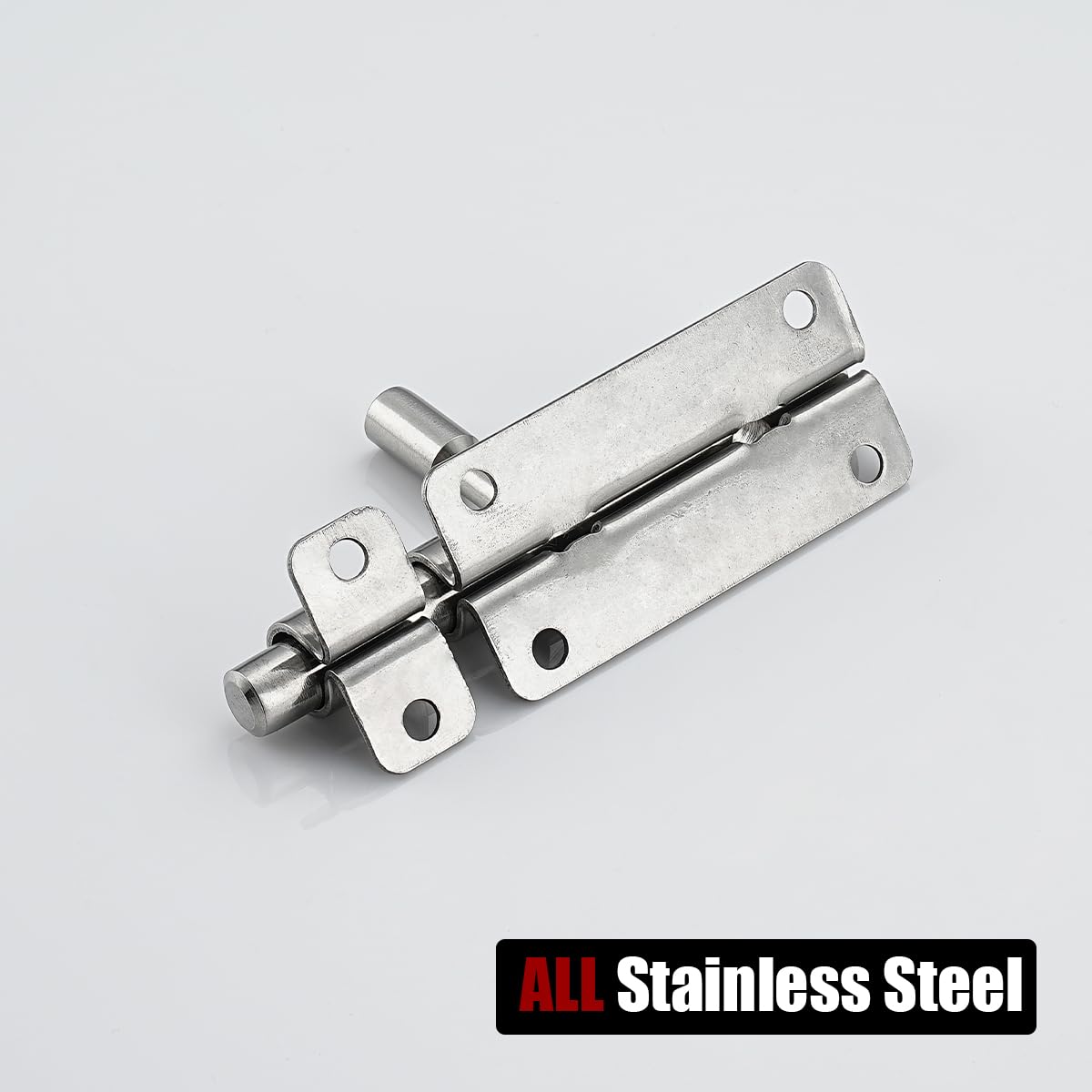 JQK Door Latch Lock Barrel Bolt 4 Inch, 304 Stainless Steel Slide Gate Latches Security Thickened 1.4mm with Padlock Hole, Silver, 2 Pack HBB120-P2