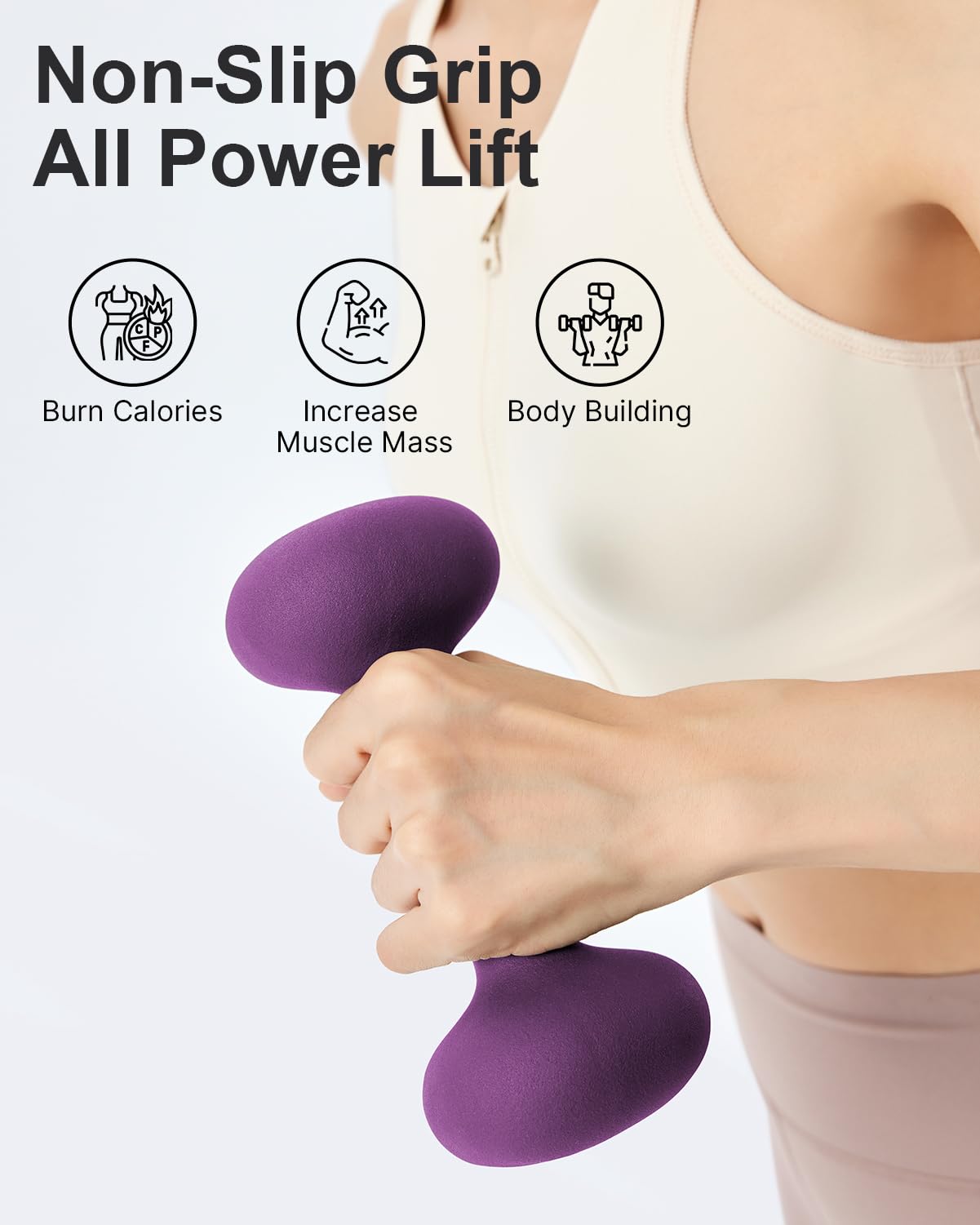 YOTTOY Weights Dumbbells Set for Women,3 Pound Dumbbells Set of 2, Non-Slip Hand Weights for Home Workouts, Portable Strength Training Neoprene dumbbells (Purple, 3LB-Pair)