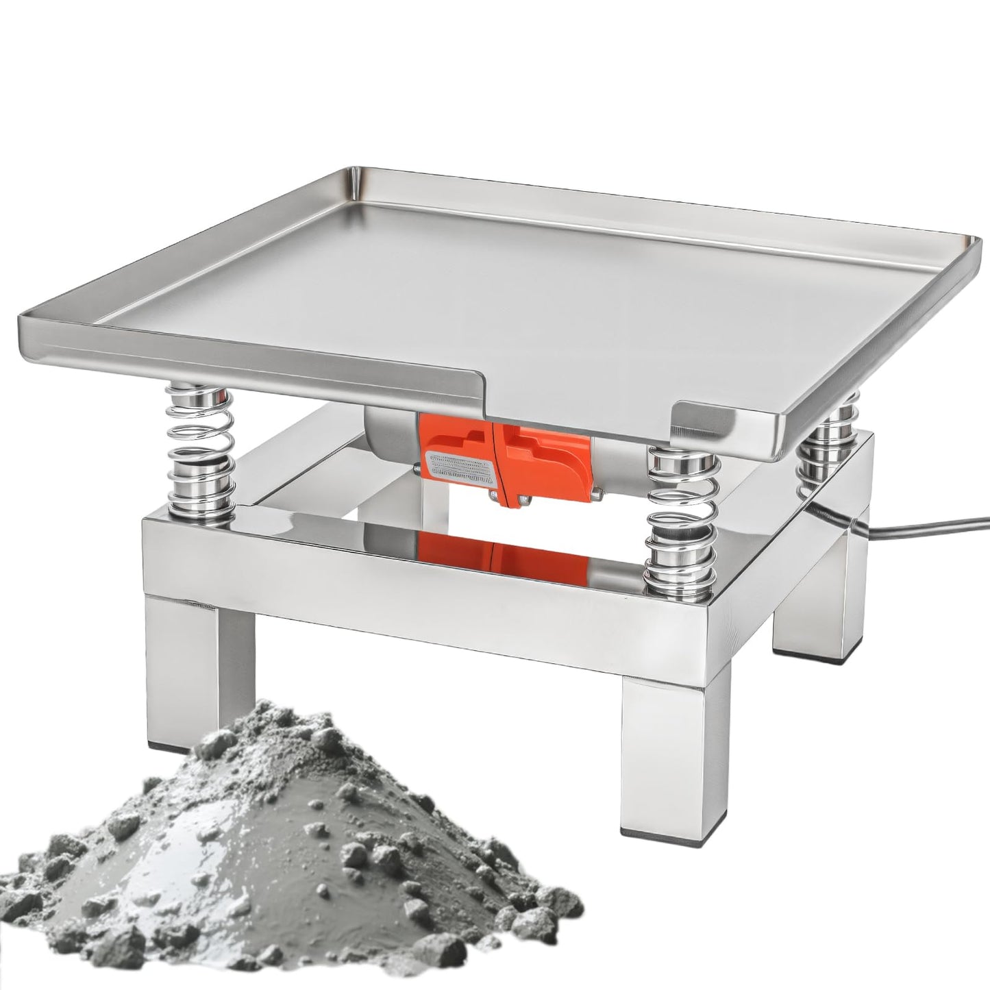 Helivivfy Concrete Vibration Table, 13.8 * 13.8 Inch Mini Vibrator 50W Stainless Steel Copper Wire Motor Vibration Test Bench for Resin Plaster Mold Compaction Platform