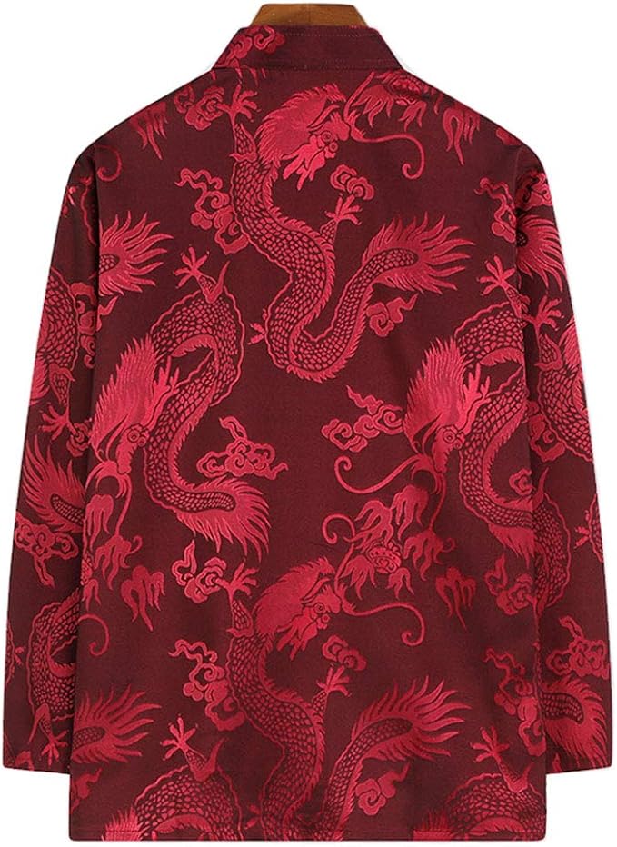 wecotton Tang Suit Men Hanfu Chinese Traditional Clothes Kung Fu Shirt Uniform Long Sleeved Coat Tops and Pants