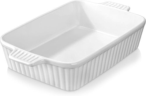 MALACASA 4.4 QT Baking Dish Set - 9x13 Large Casserole Dish with Rack & Handles for Oven Use