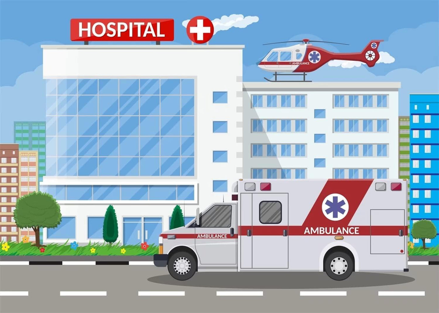 Loccor 6x4ft Fabric Hospital Backdrop for Nurse Graduation Ambulance Medical Photography Background Paramedic