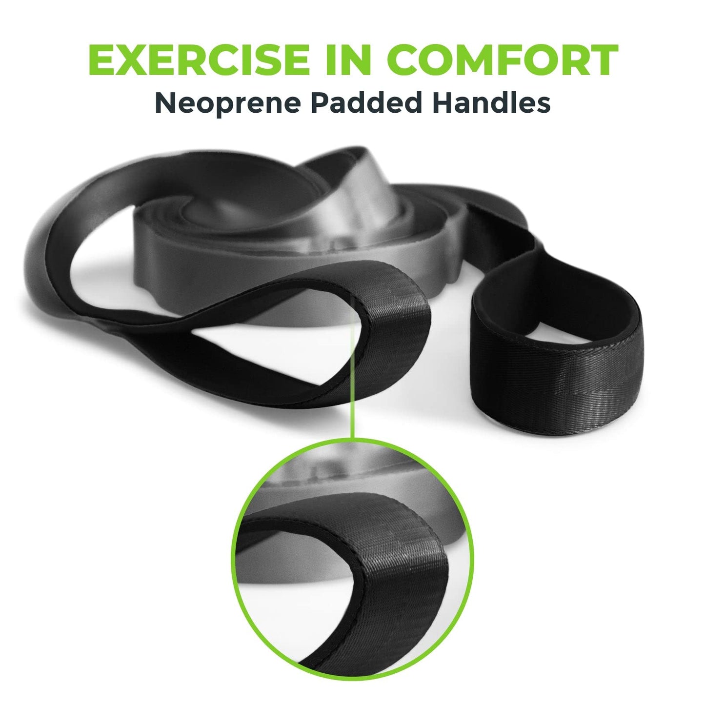 Gradient Fitness Stretching Strap for Physical Therapy, 12 Multi-Loop Stretch Strap 1.5" W x 8' L, Neoprene Handles, Physical Therapy Equipment, Yoga Straps for Stretching, Leg Stretcher, (Black/Grey)