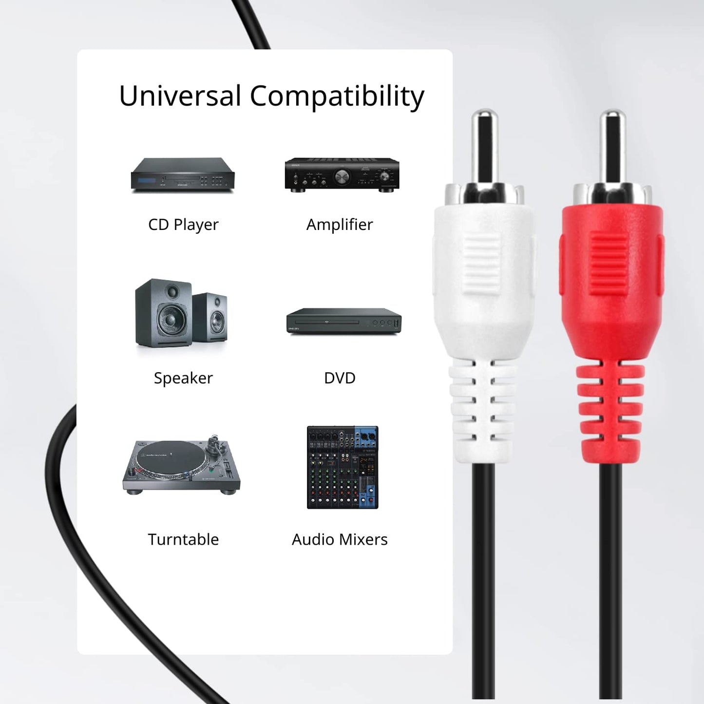 TNP Products (10 2 TNP RCA to RCA Audio Cable FT) - RCA Male to Male Red and White Audio Cable - RCA Cables Car Audio