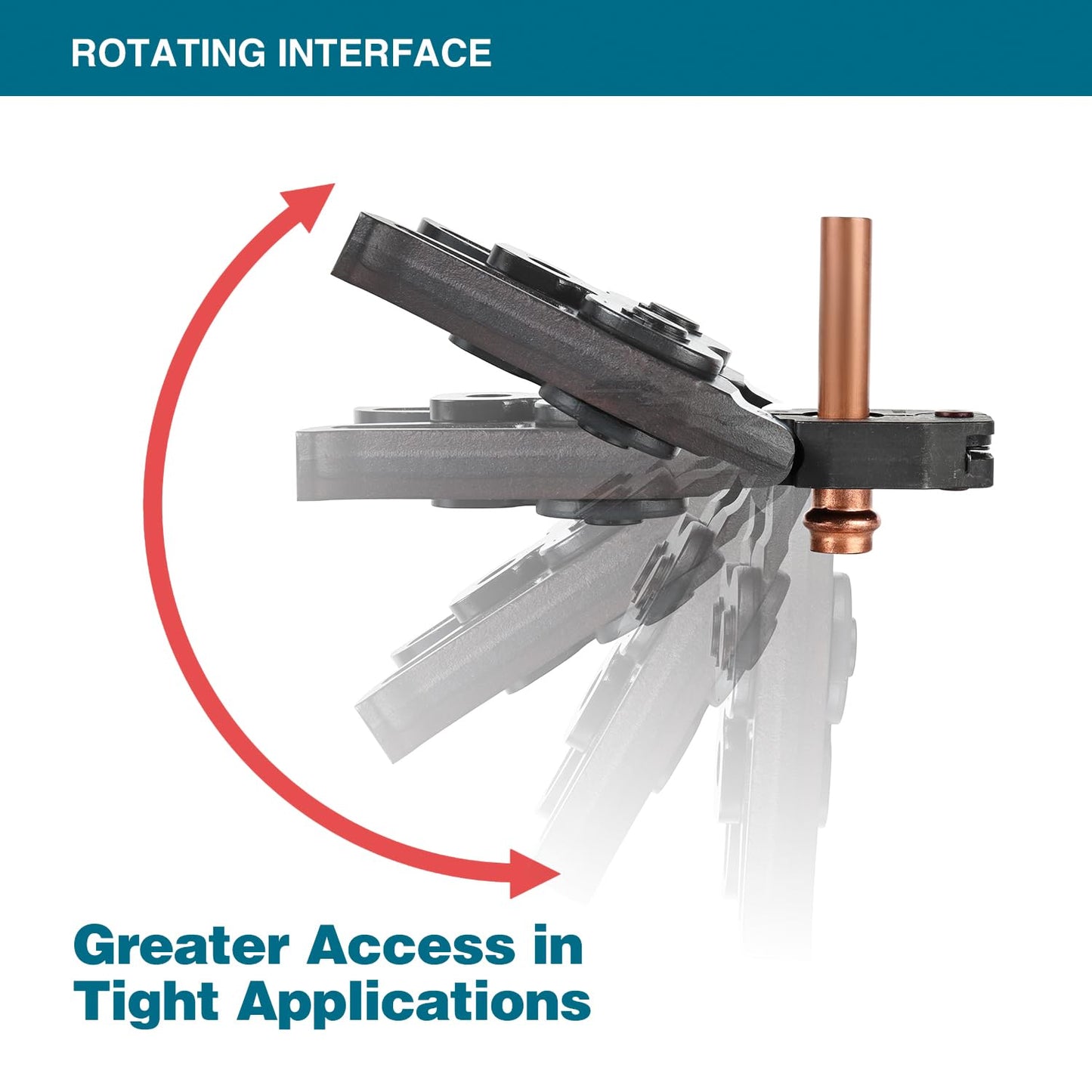 ZUPPER Press Ring Kit - 4PCS Copper Pro Press Rings 1/2" to 1-1/4", 2PCS Rotating Actuators R8-24 and 3240-R8 Suitable for Narrow or Angled Installation Areas, fit Compact and Standard Press Tools
