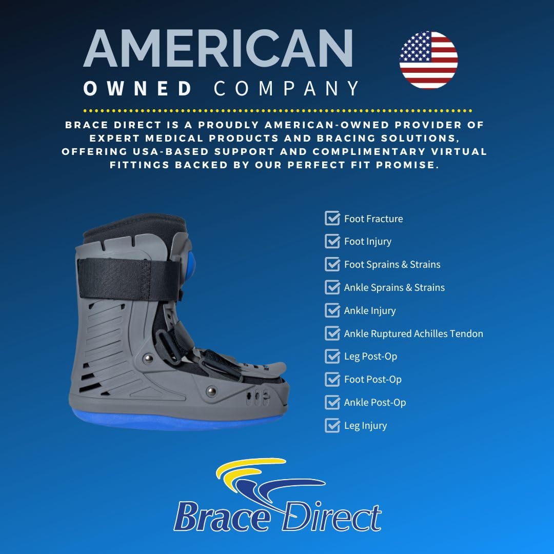 Brace Direct Short Medical Walking Boot with Air Pump - Lightweight Orthopedic Fracture Boot for Foot & Ankle Injury Recovery with Toe Guard (Medium - US Shoe Size Men 7.5-10 / Women 8.5-11.5)