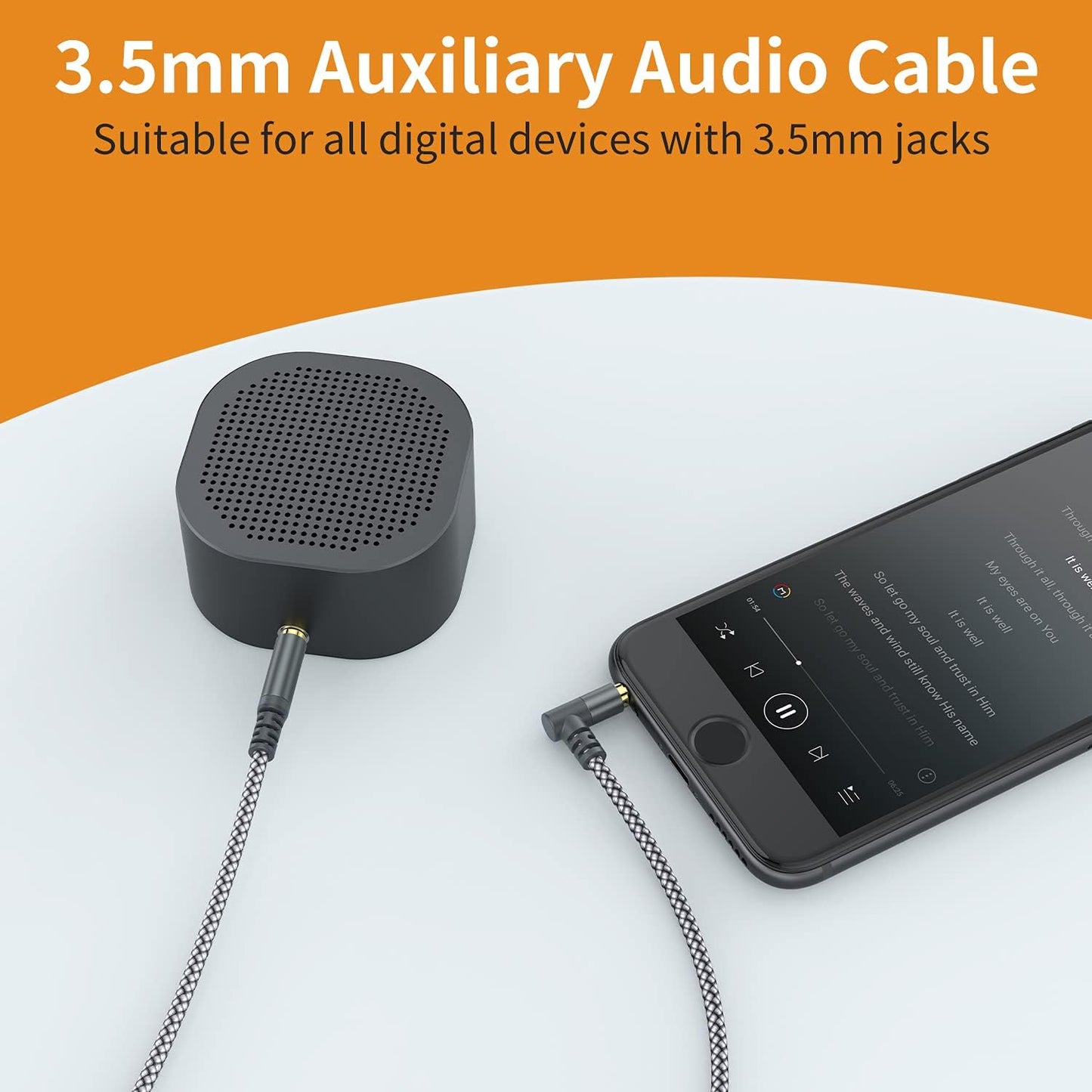 MCSPER 2 Pack 6.6ft/2M 90 3.5mm 1/8 Aux Cable, TRS Auxiliary Cables Degree Right Nylon Braided AUX Cord for Car