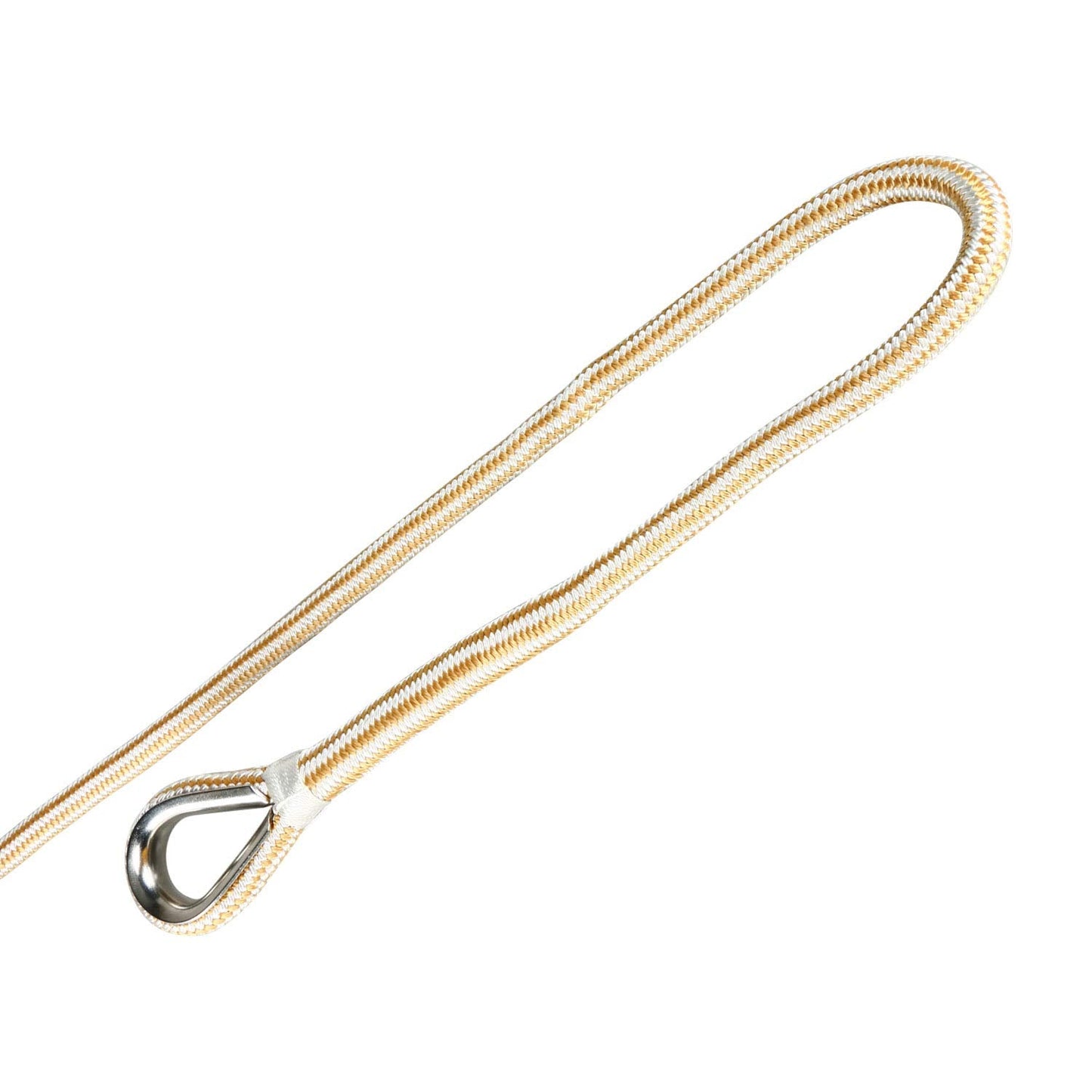 Amarine Made Heavy Duty Double Braid Nylon Anchor Line with Stainless Steel Thimble-White/Gold Color 1/2 inch Thickness 300 ft Long