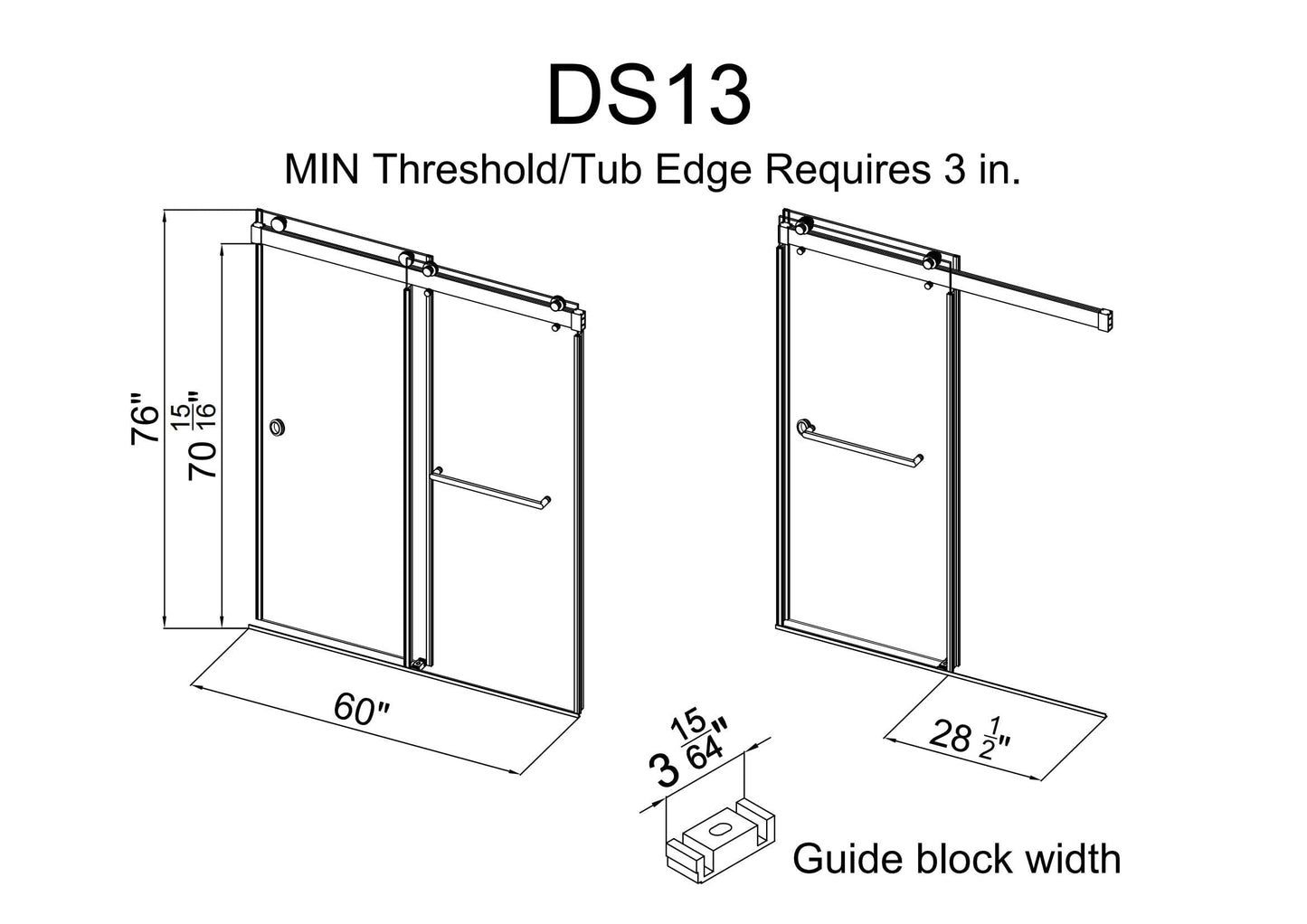 FEKEWIO Soft Close Shower Doors 56-60" W x 76" H Double Sliding 3/8"(10mm) Clear Tempered SGCC Shatterproof Glass Frameless Width Adjustable Easy Clean Stainless Steel Hardware, DS13- Brushed Nickel