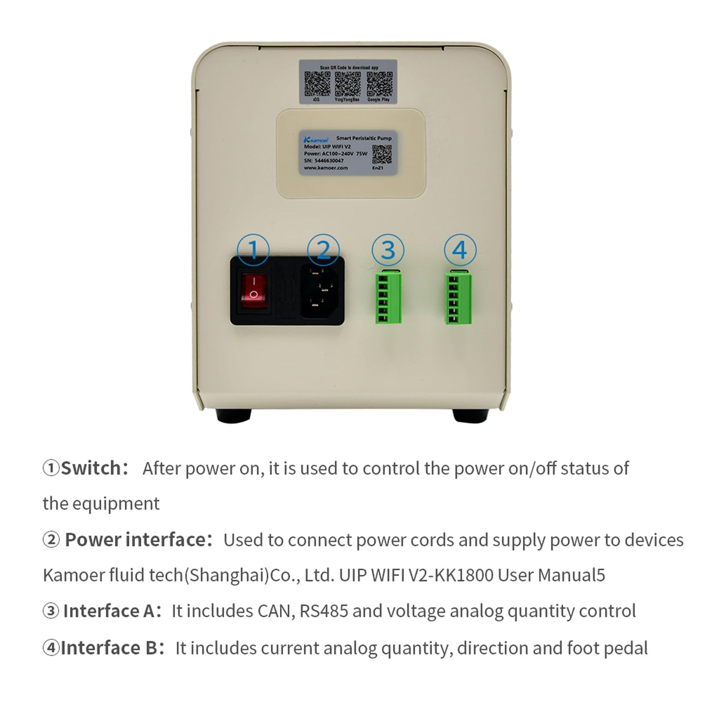 Kamoer UIP V2 Intelligent 0.1~1500ml/min high Flow peristaltic Pump with high-Precision Closed-Loop Stepper Motor 100V~240VAC dosing Pump Foot Switch (Double Head)