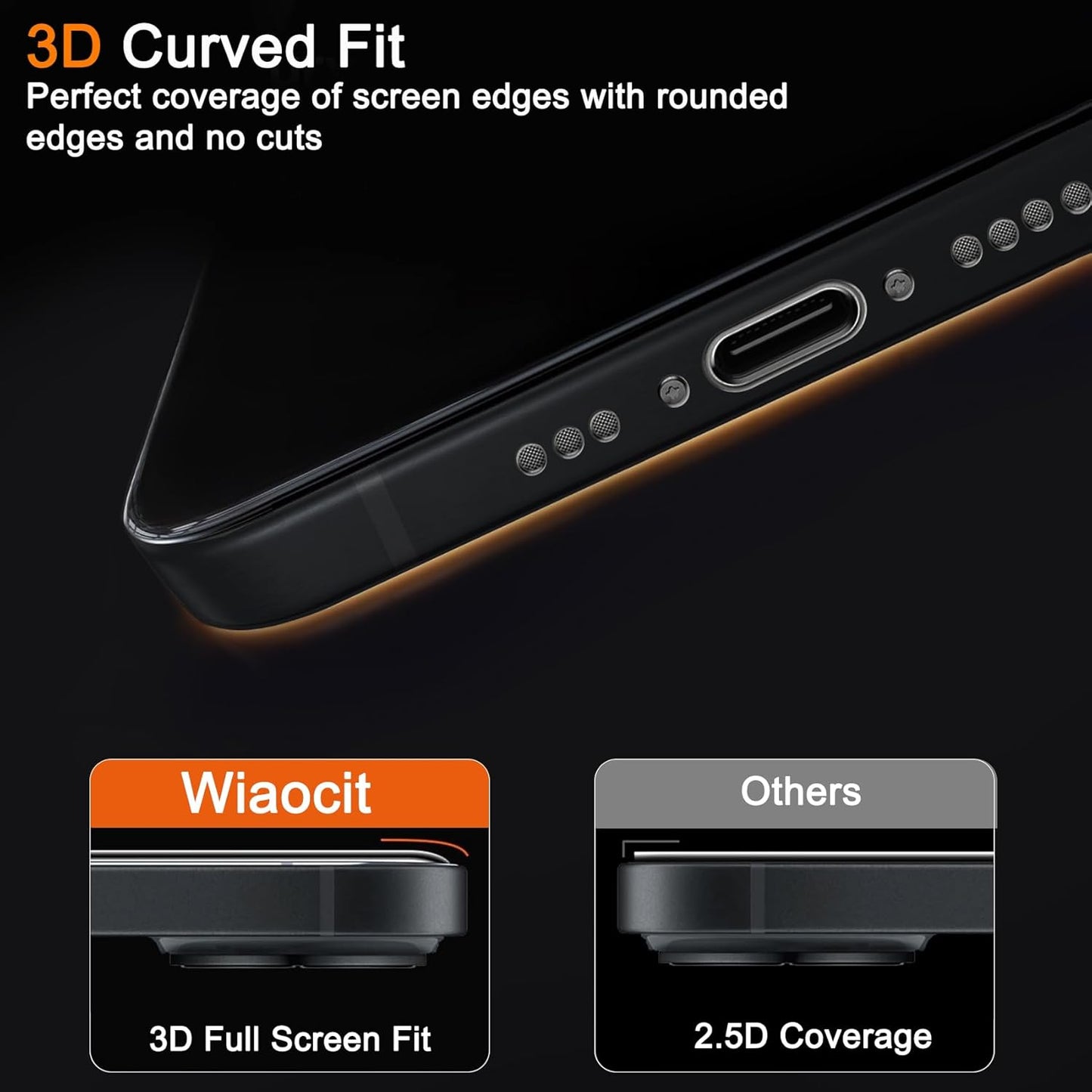 3 Pack 14 3 Pack 9H Wiaocit Tempered Glass Screen Protector for iPhone with Camera Lens Protector, Hardness, Bubble